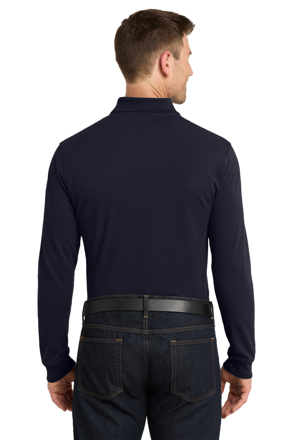 Port Authority EZCotton Long Sleeve Polo. K8000LS - Navy - back