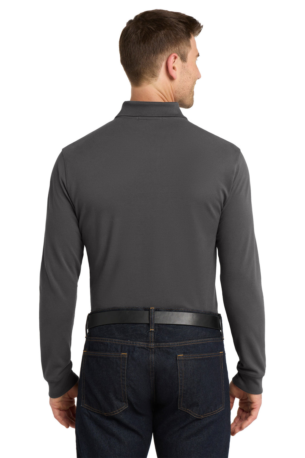 Port Authority EZCotton Long Sleeve Polo. K8000LS - Sterling Grey - back