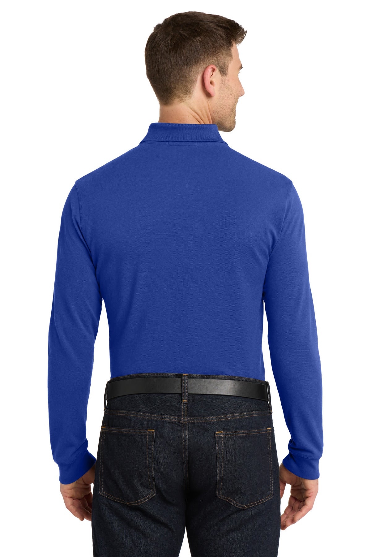 Port Authority EZCotton Long Sleeve Polo. K8000LS - True Royal - back