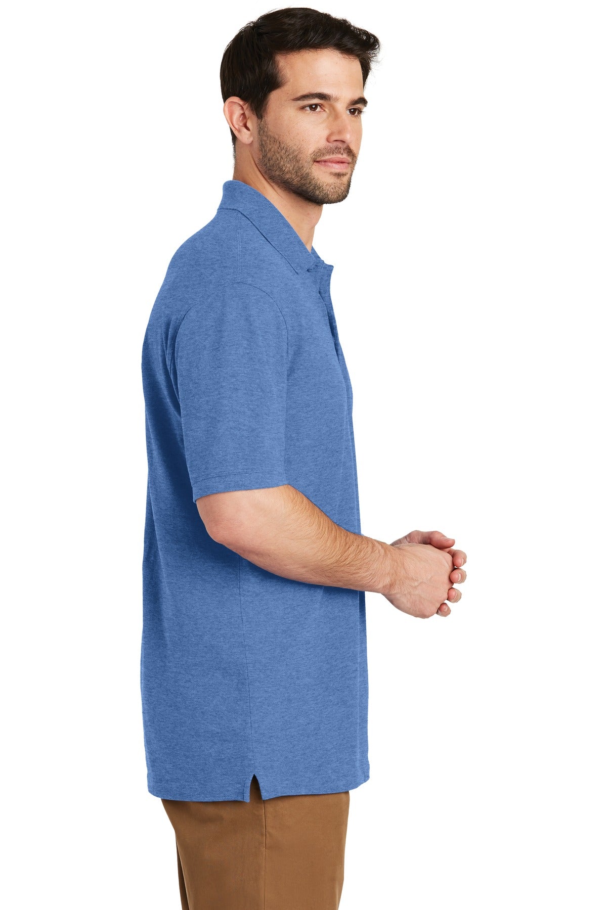 Port Authority EZCotton Polo. K8000 - Blue Heather - side