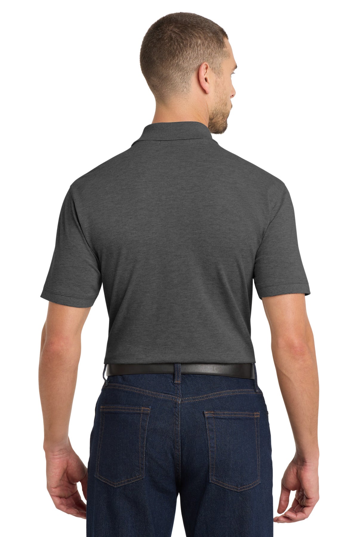 Port Authority EZCotton Polo. K8000 - Charcoal Heather - back