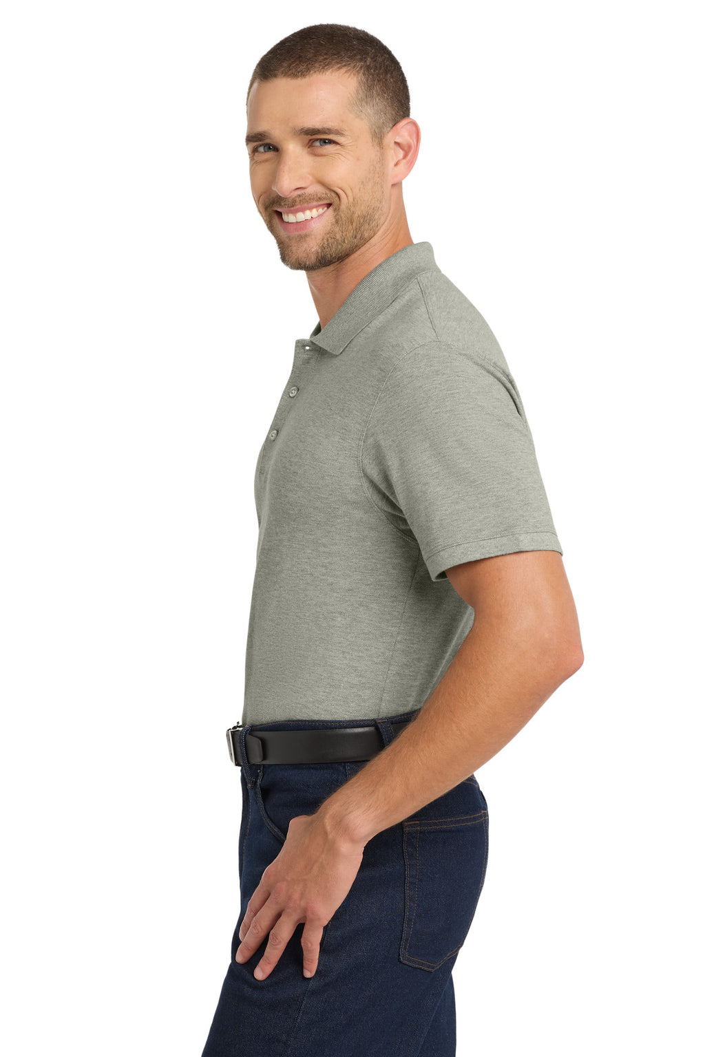 Port Authority EZCotton Polo. K8000 - Oxford Heather - side