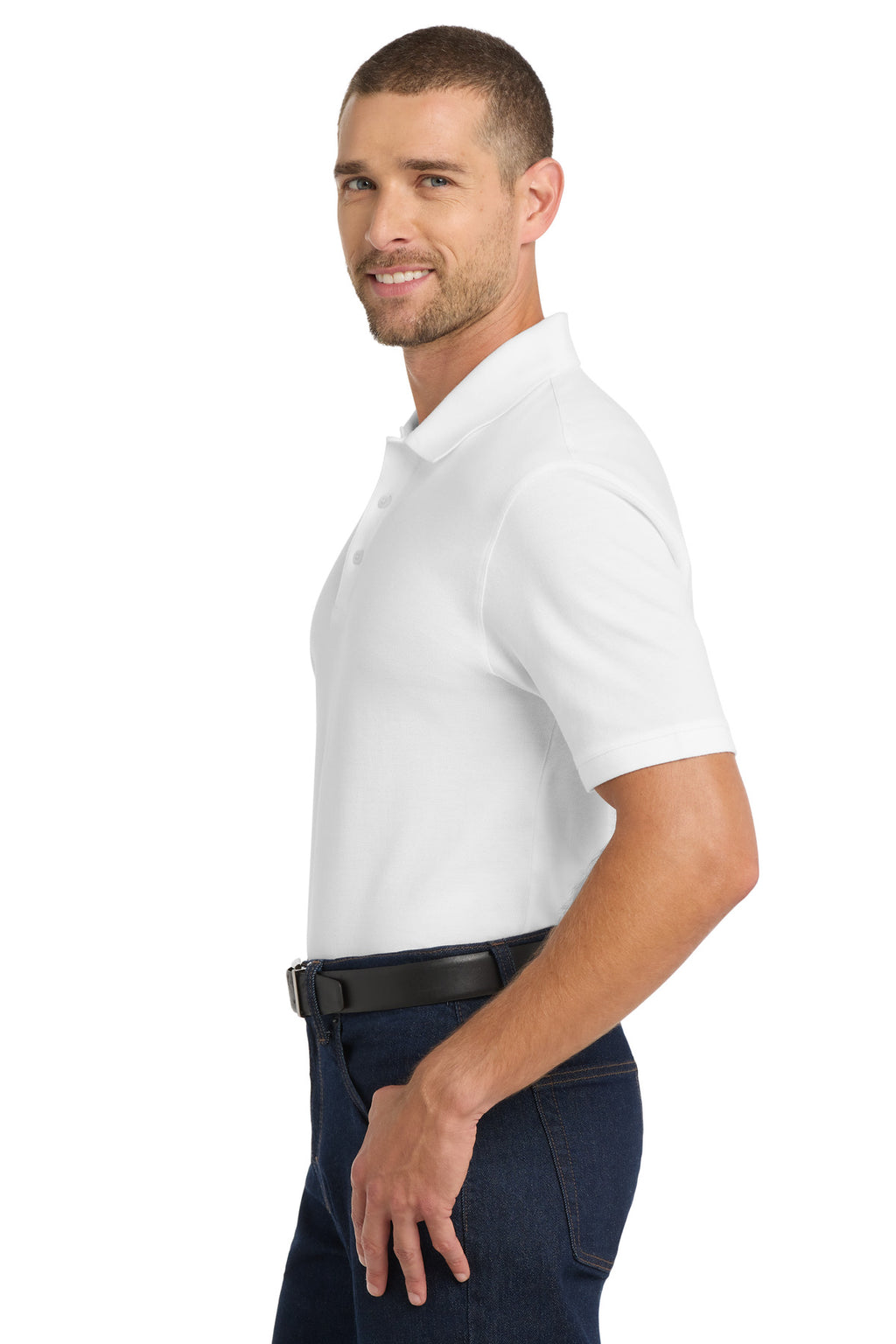 Port Authority EZCotton Polo. K8000 - White - side
