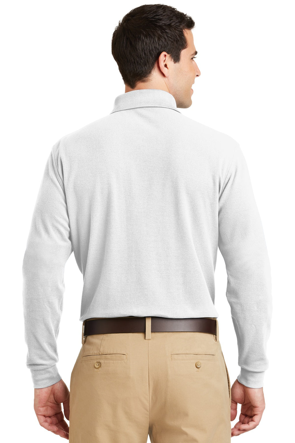 DISCONTINUED Port Authority Long Sleeve EZCotton Pique Polo. K800LS - White - back