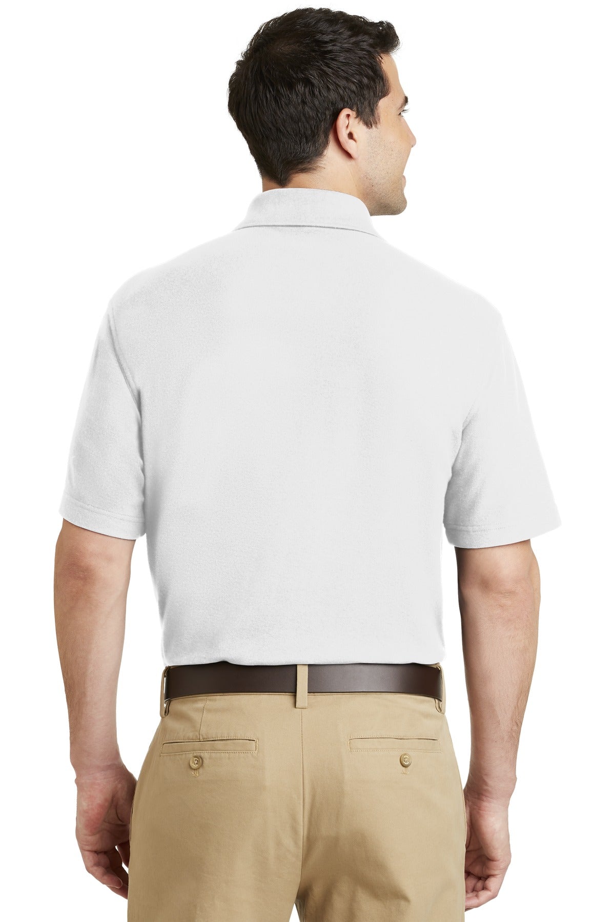 DISCONTINUED Port Authority EZCotton Pique Pocket Polo. K800P - White - back