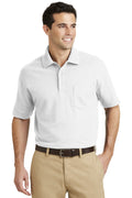 DISCONTINUED Port Authority EZCotton Pique Pocket Polo. K800P - White - front
