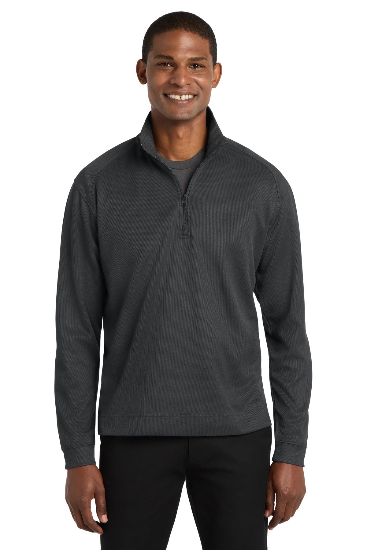 Port Authority Vertical Texture 1/4-Zip Pullover. K805 - Iron Grey/ Black - front