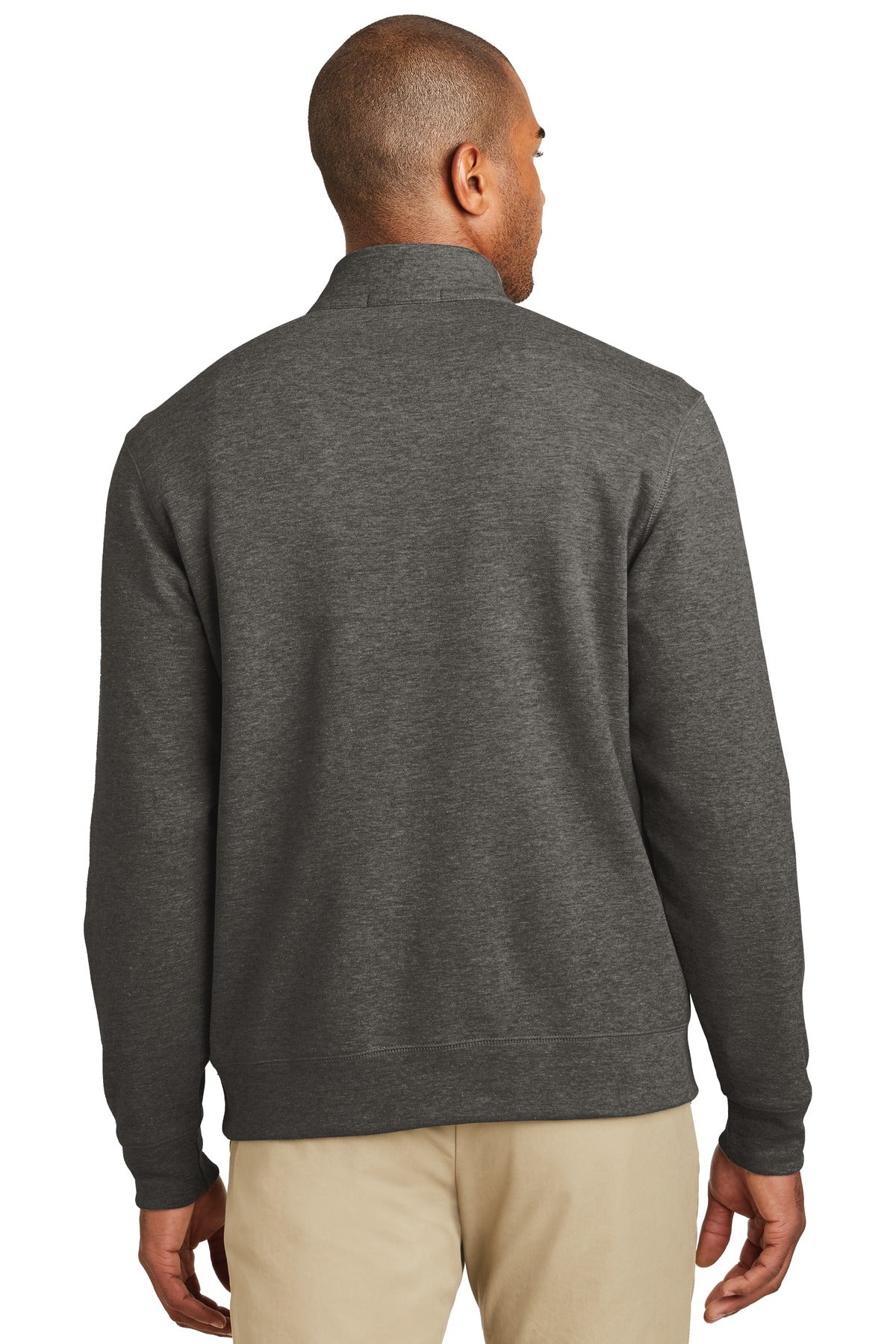 Port Authority Interlock 1/4-Zip. K807 - Charcoal Heather/ Medium Heather Grey - back