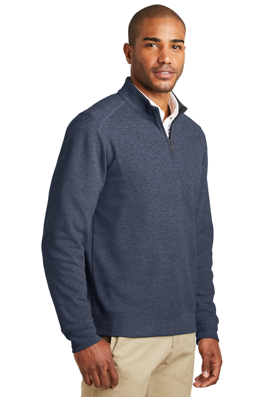 Port Authority Interlock 1/4-Zip. K807 - Estate Blue Heather/ Charcoal Heather - three_q