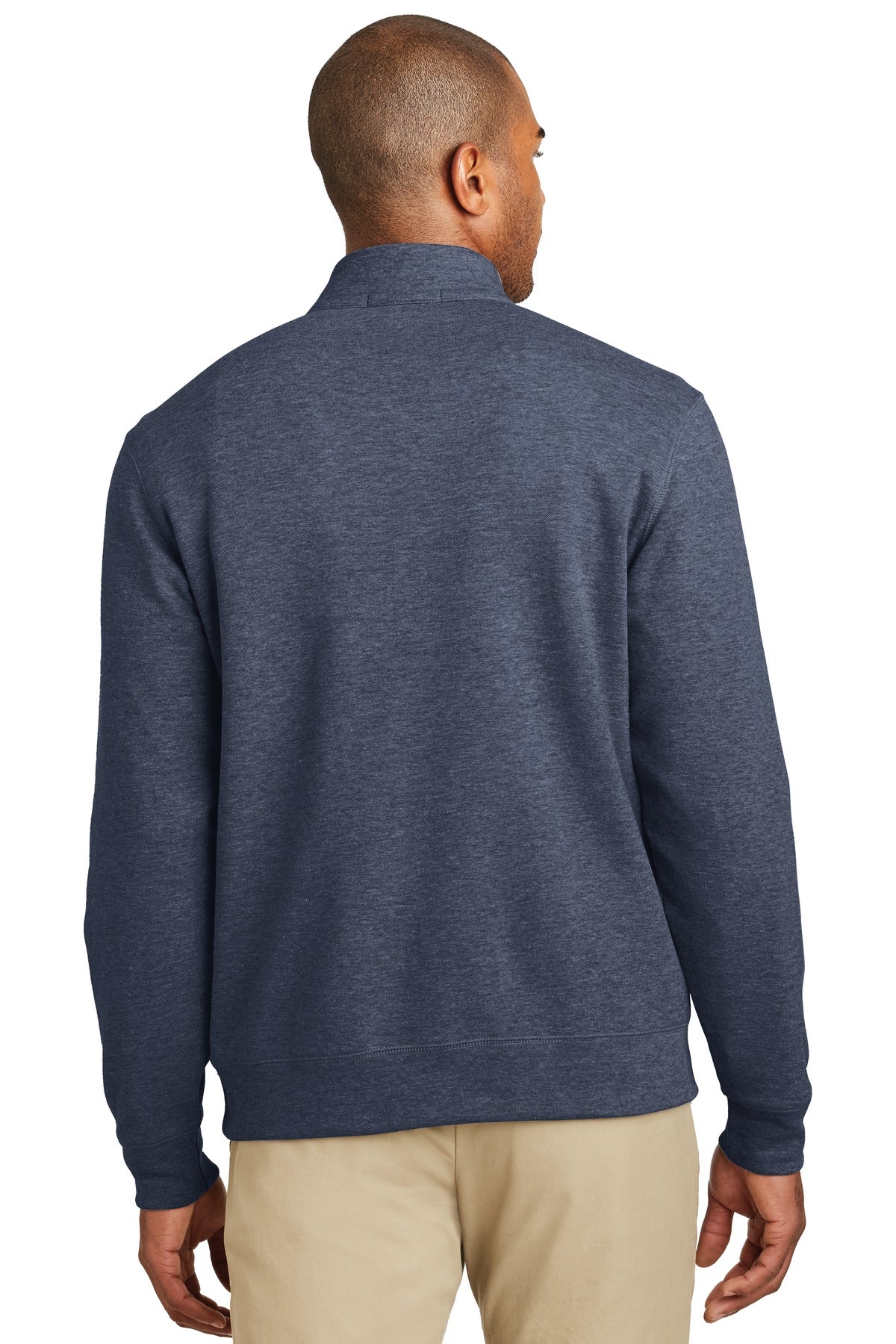 Port Authority Interlock 1/4-Zip. K807 - Estate Blue Heather/ Charcoal Heather - back
