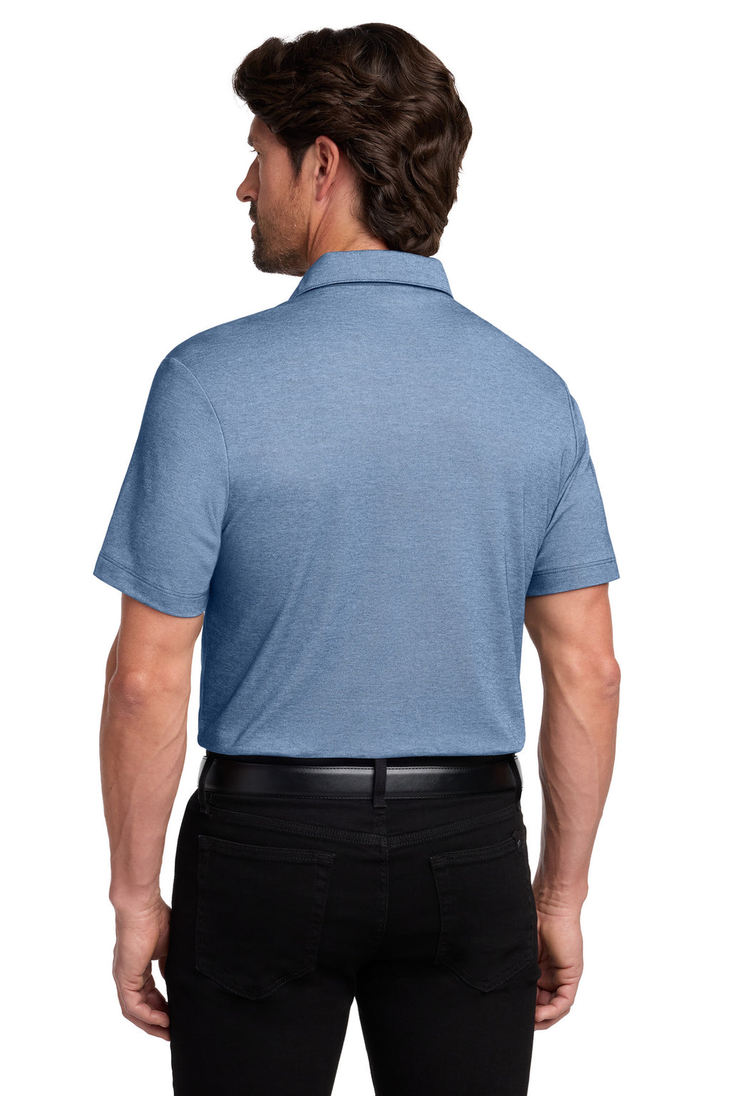 Port Authority Fine Pique Blend Polo K830 - Aegean Blue Heather - back