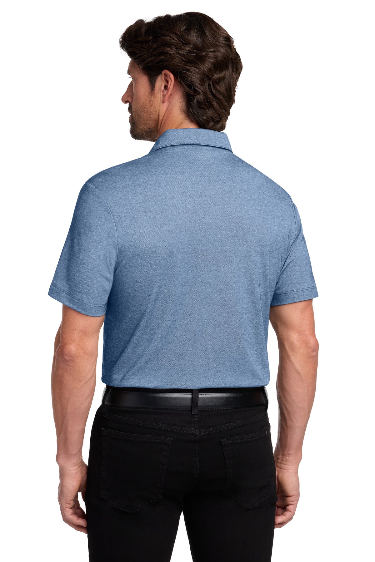 Port Authority Fine Pique Blend Polo K830 - Aegean Blue Heather - back