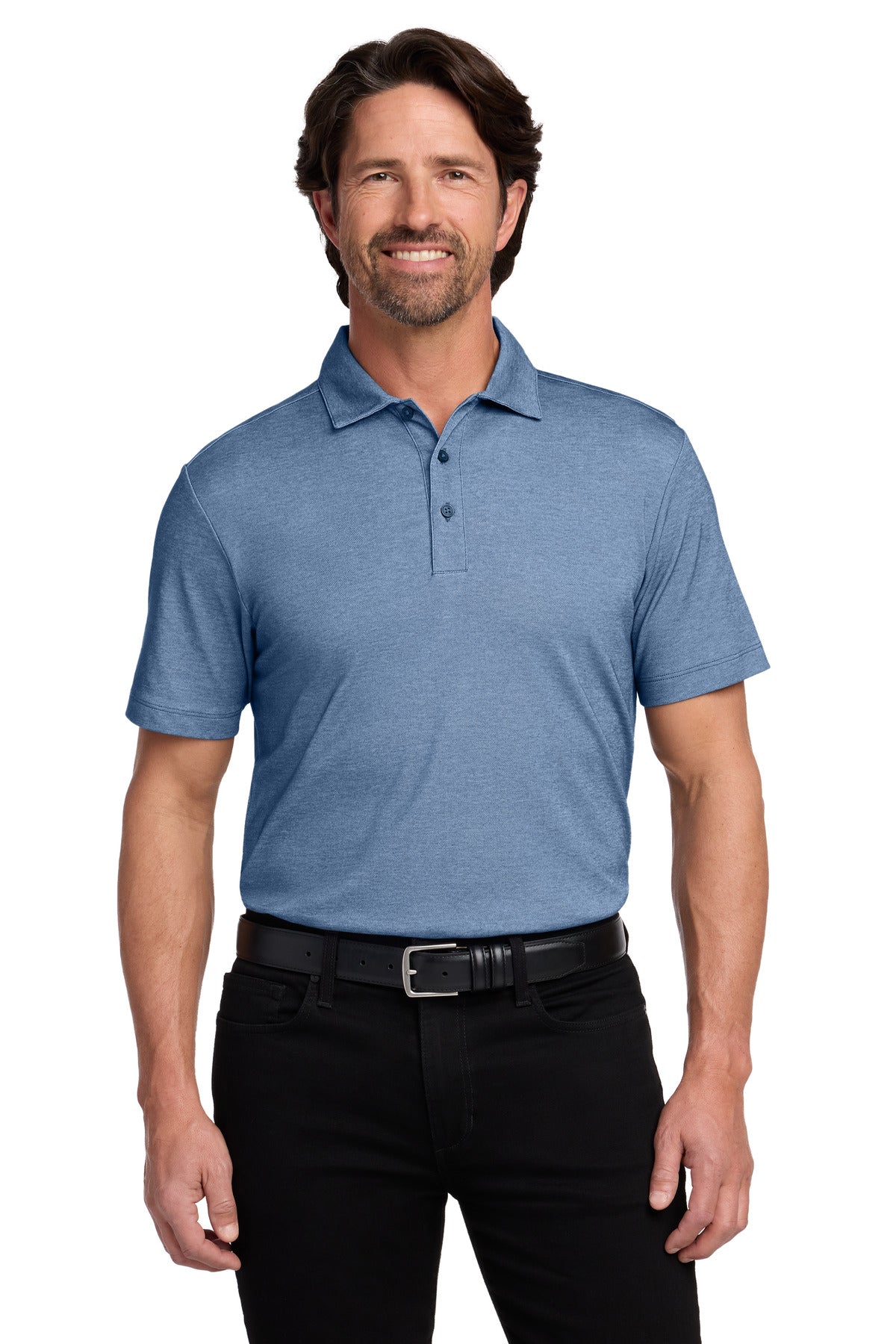 Port Authority Fine Pique Blend Polo K830 - Aegean Blue Heather - front