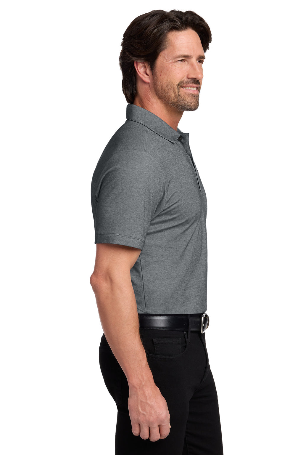 Port Authority Fine Pique Blend Polo K830 - Charcoal Heather - side