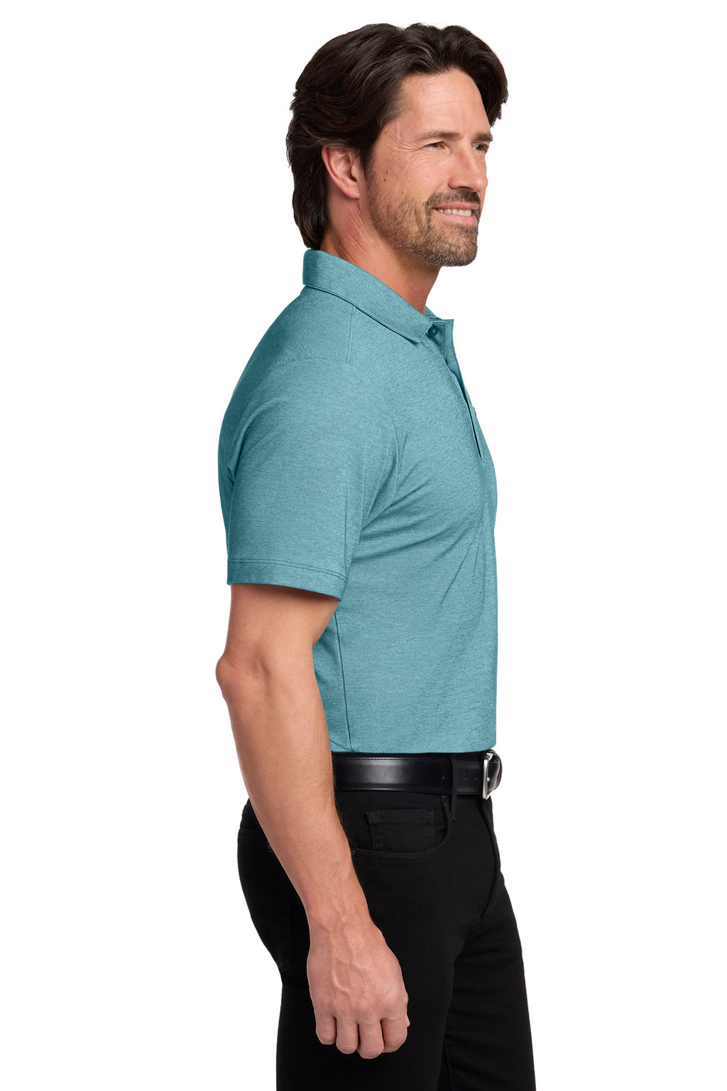 Port Authority Fine Pique Blend Polo K830 - Dark Teal Heather - side