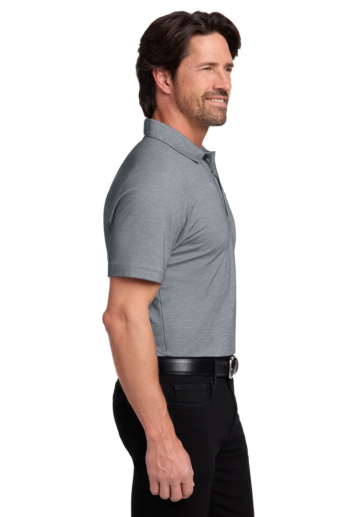 Port Authority Fine Pique Blend Polo K830 - River Blue Navy Heather - side