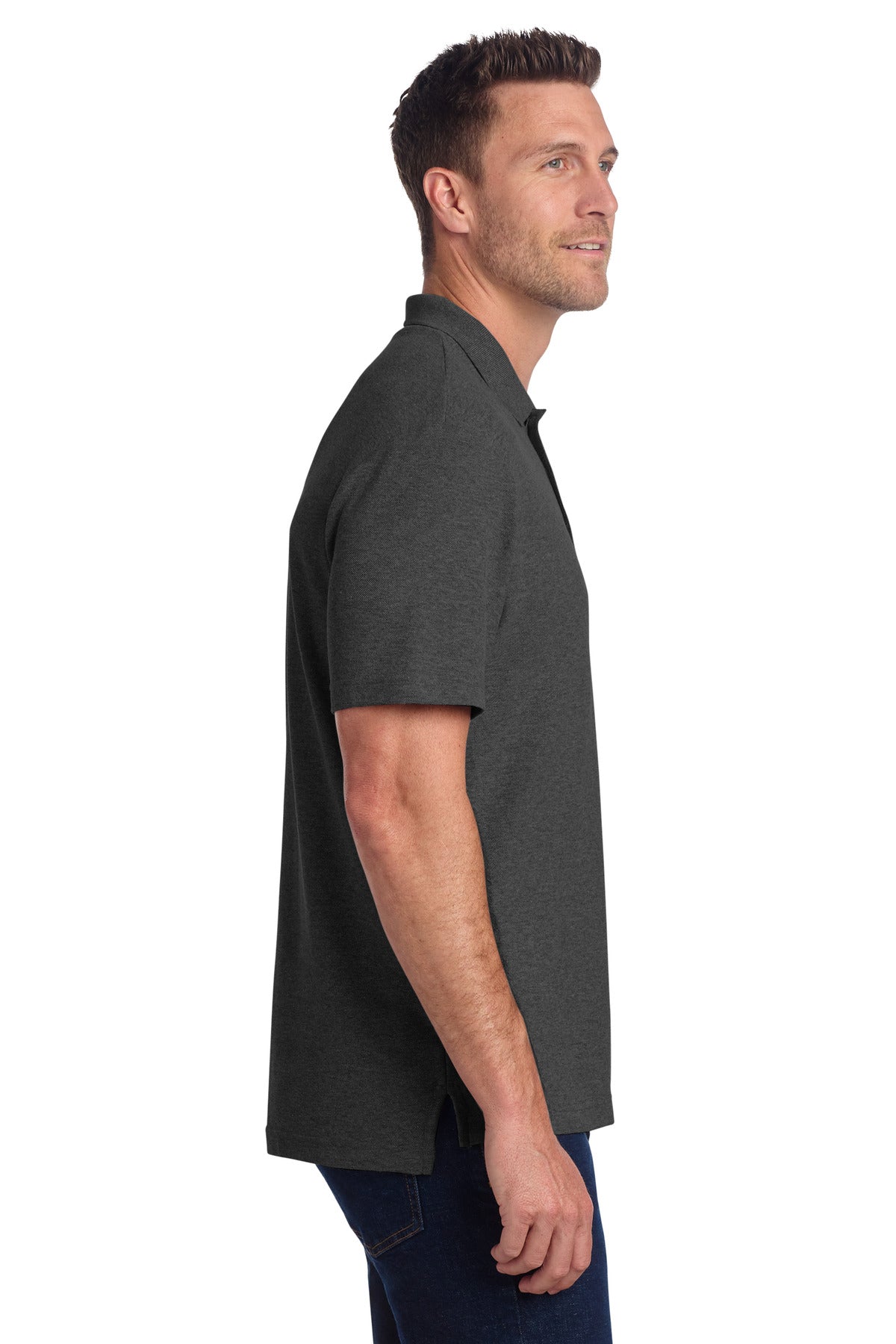 Port Authority C-FREE Cotton Blend Pique Polo K867 - Charcoal Heather - side