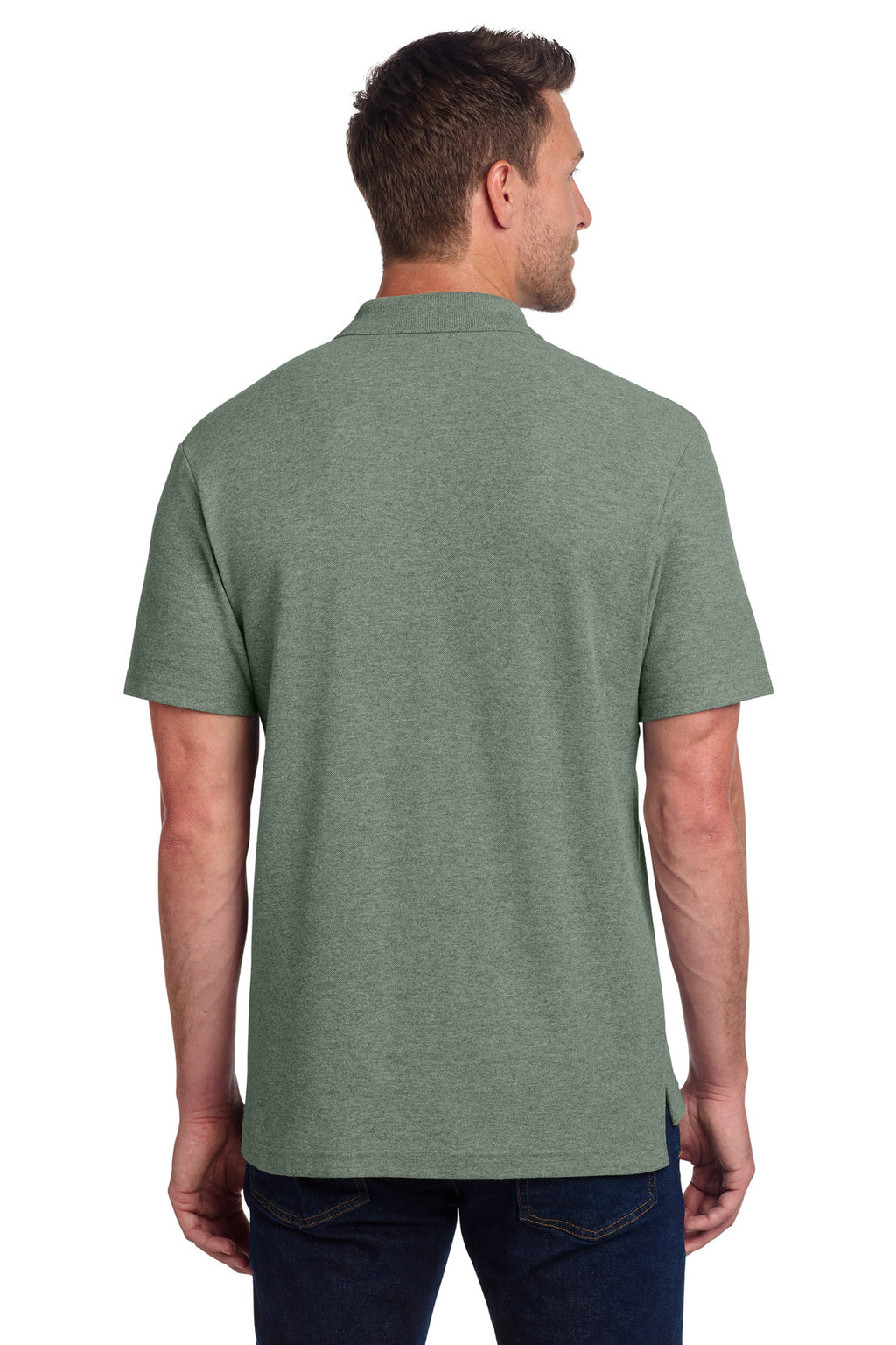 Port Authority C-FREE Cotton Blend Pique Polo K867 - Dark Green Heather - back