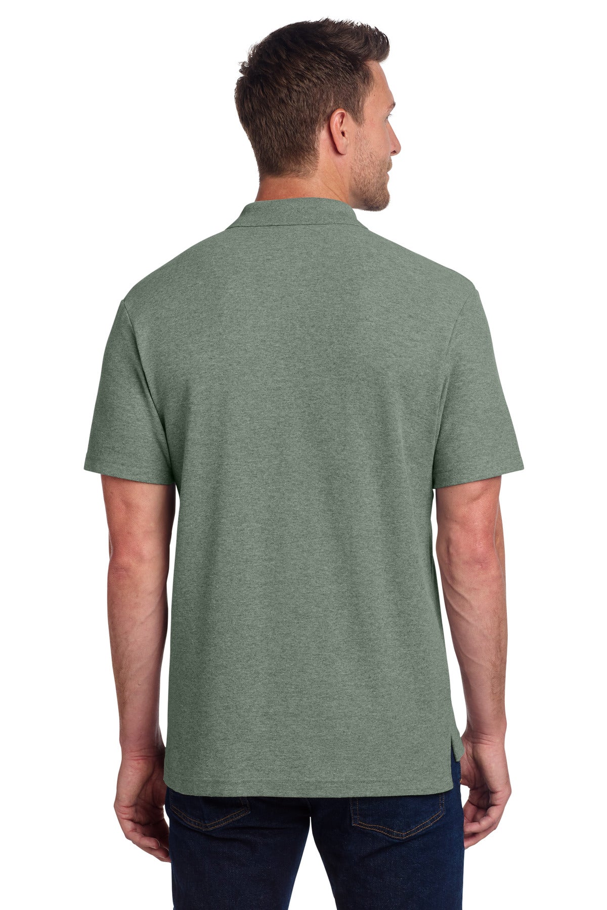 Port Authority C-FREE Cotton Blend Pique Polo K867 - Dark Green Heather - back