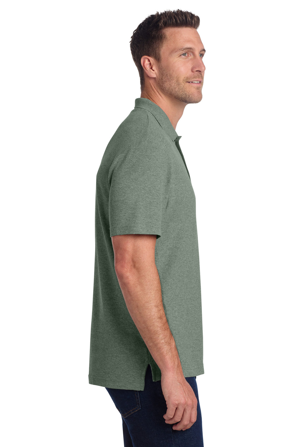 Port Authority C-FREE Cotton Blend Pique Polo K867 - Dark Green Heather - side