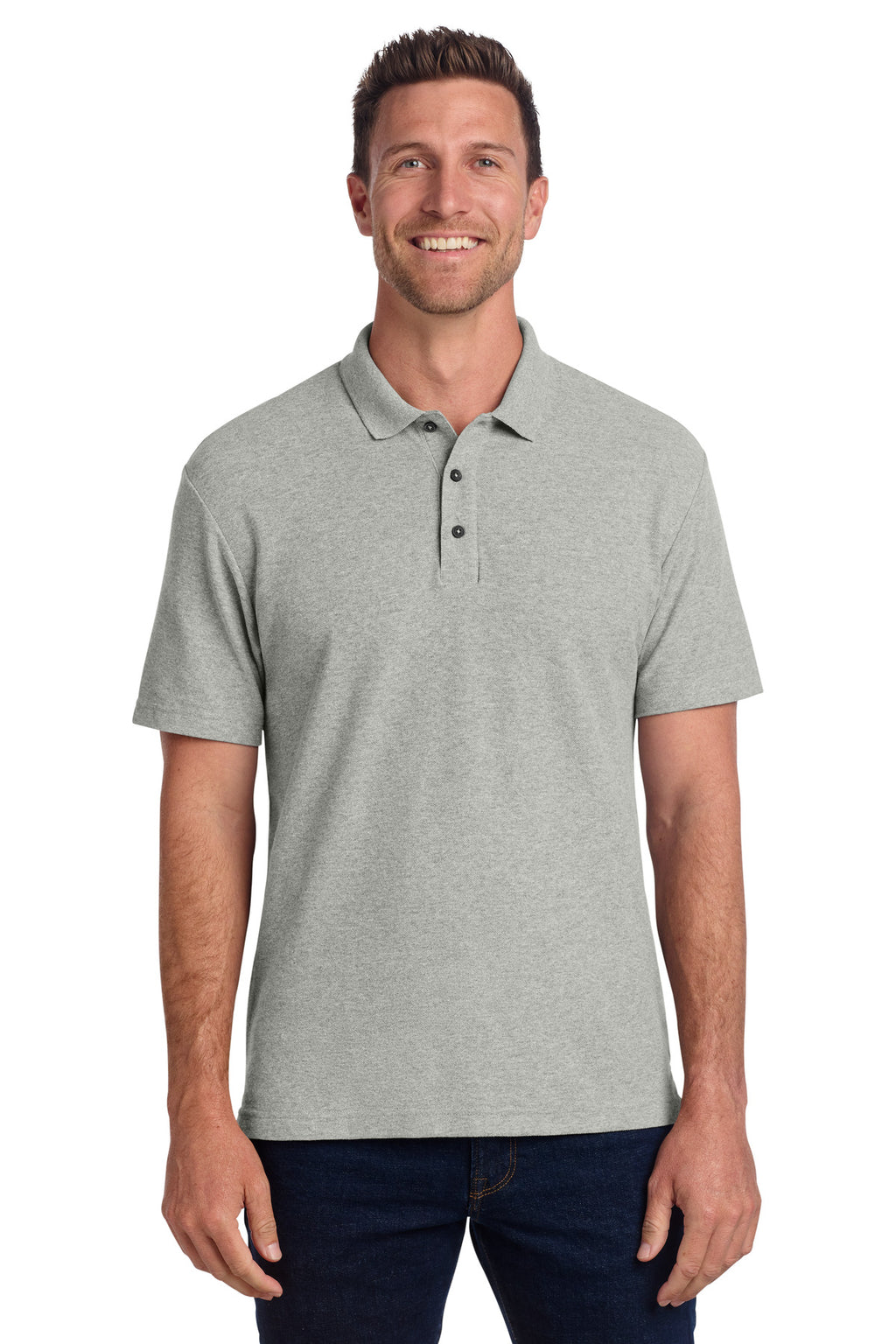 Port Authority C-FREE Cotton Blend Pique Polo K867 - Deep Smoke Heather - front