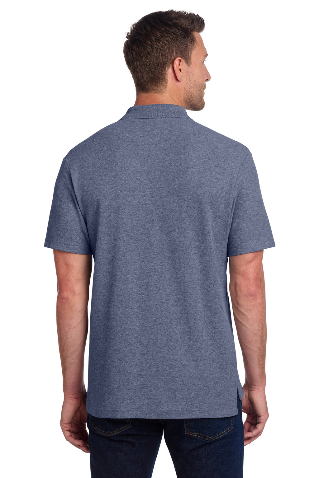Port Authority C-FREE Cotton Blend Pique Polo K867 - Navy Heather - back