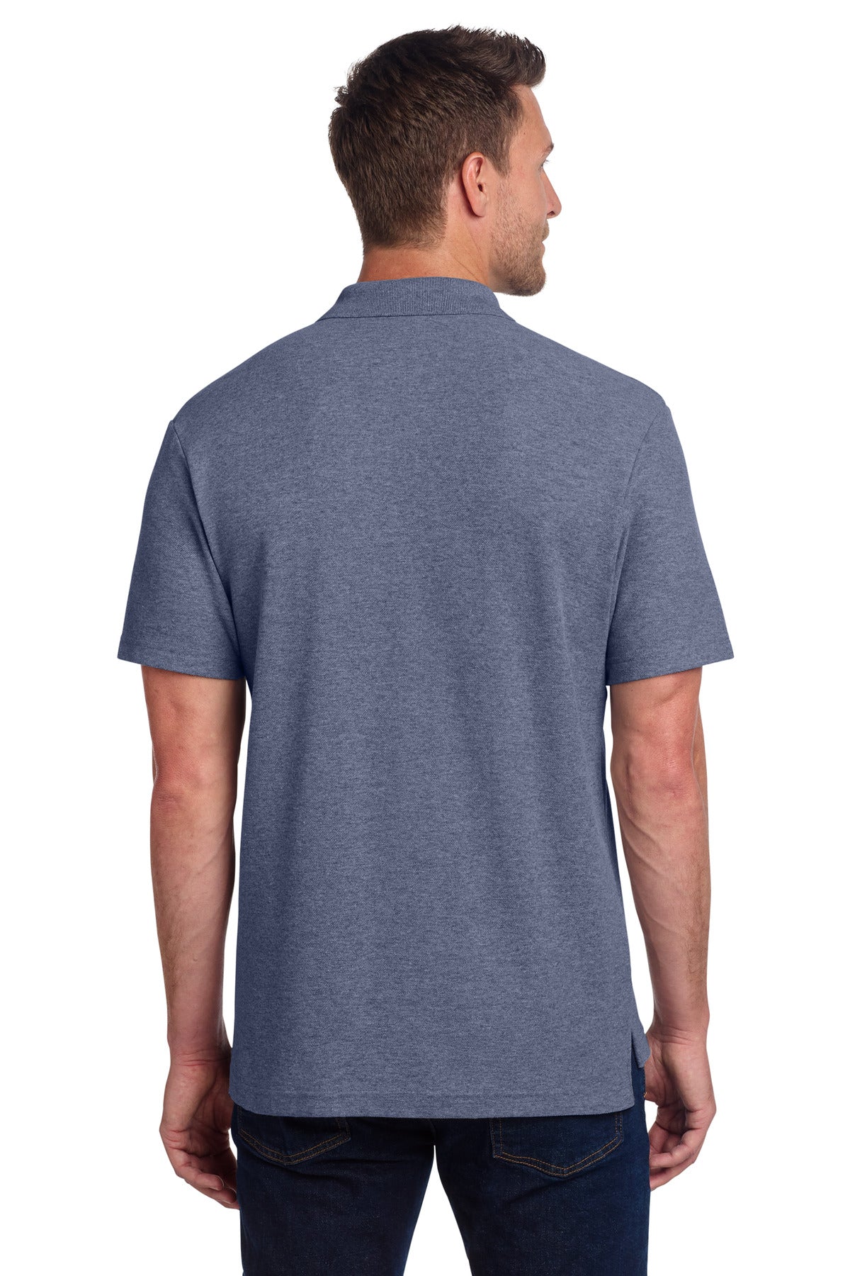 Port Authority C-FREE Cotton Blend Pique Polo K867 - Navy Heather - back