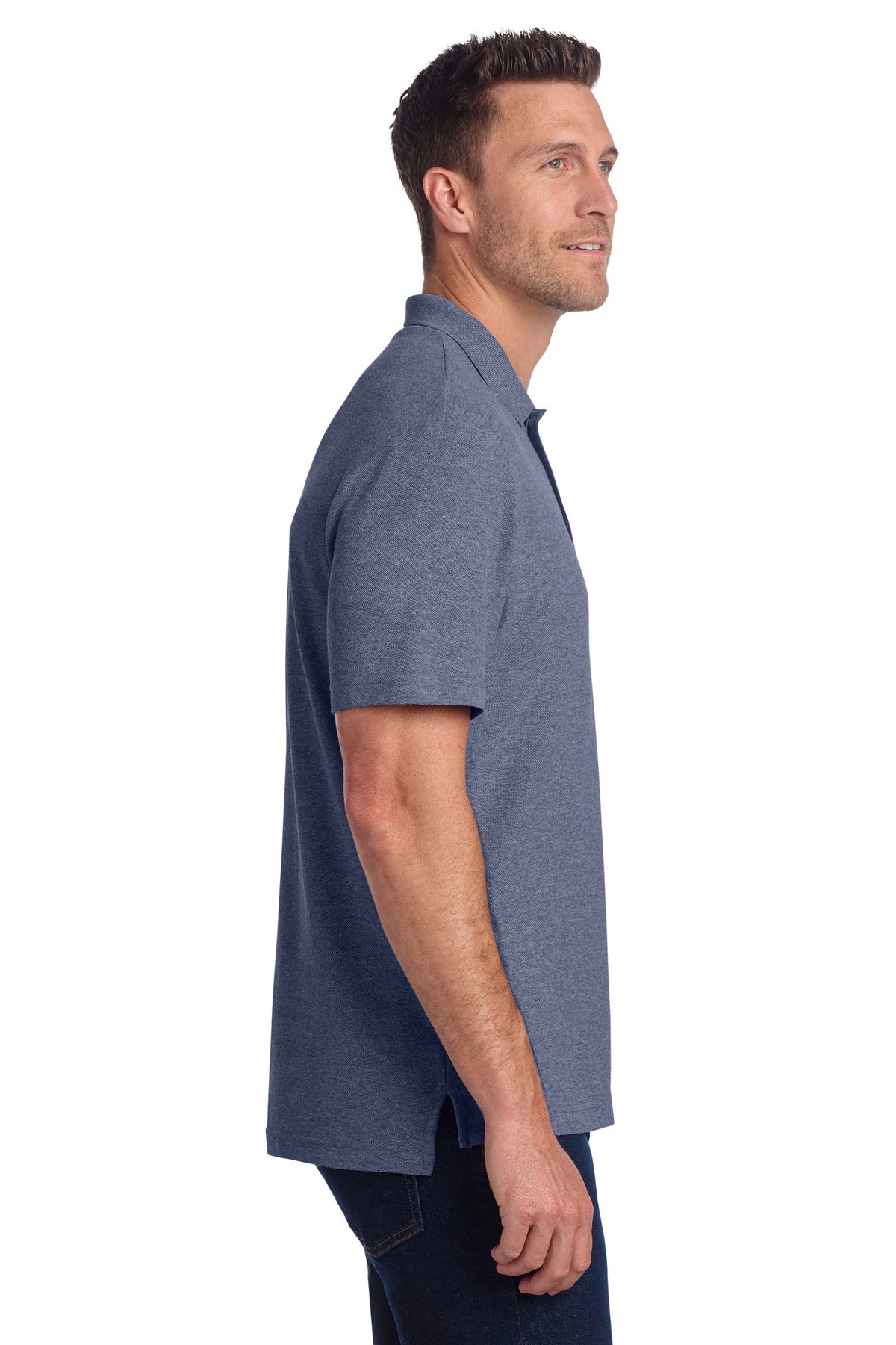 Port Authority C-FREE Cotton Blend Pique Polo K867 - Navy Heather - side