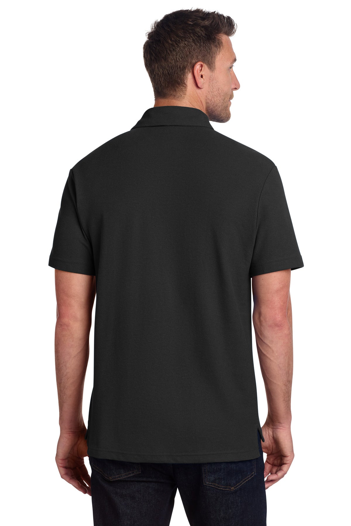 Port Authority C-FREE Cotton Blend Pique Pocket Polo K868 - Black - back