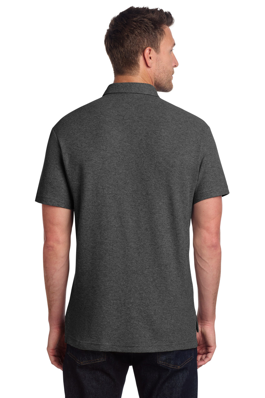 Port Authority C-FREE Cotton Blend Pique Pocket Polo K868 - Charcoal Heather - back