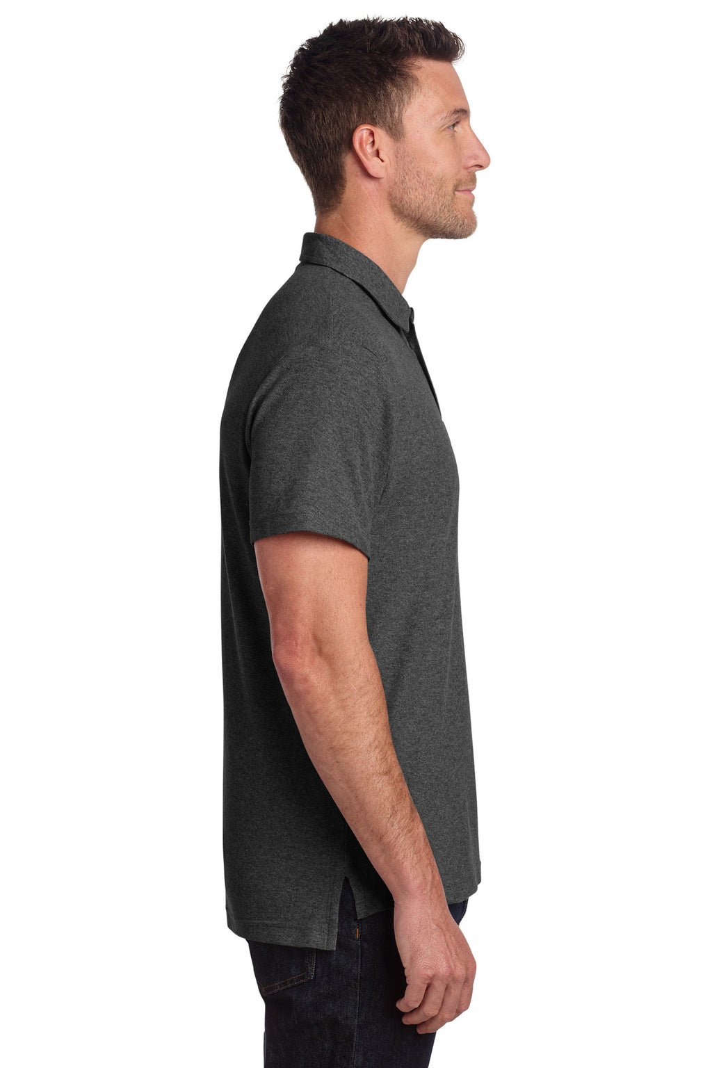 Port Authority C-FREE Cotton Blend Pique Pocket Polo K868 - Charcoal Heather - side