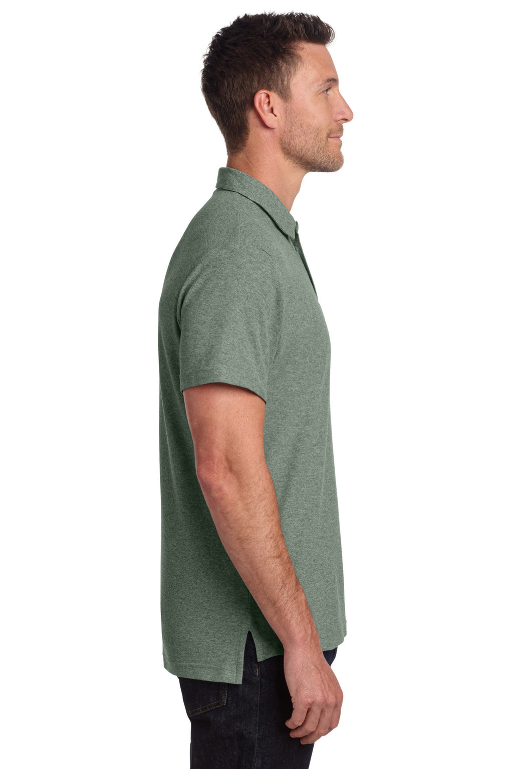 Port Authority C-FREE Cotton Blend Pique Pocket Polo K868 - Dark Green Heather - side