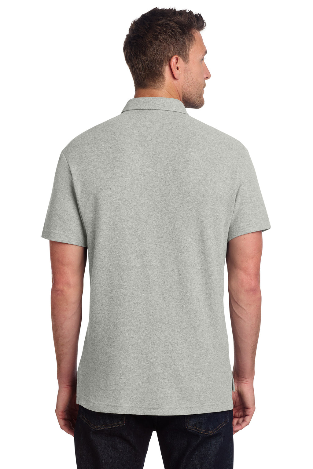 Port Authority C-FREE Cotton Blend Pique Pocket Polo K868 - Deep Smoke Heather - back