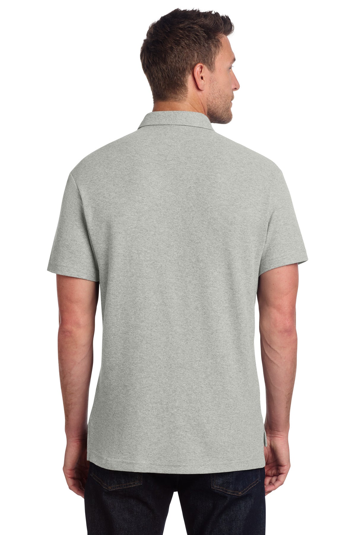 Port Authority C-FREE Cotton Blend Pique Pocket Polo K868 - Deep Smoke Heather - back