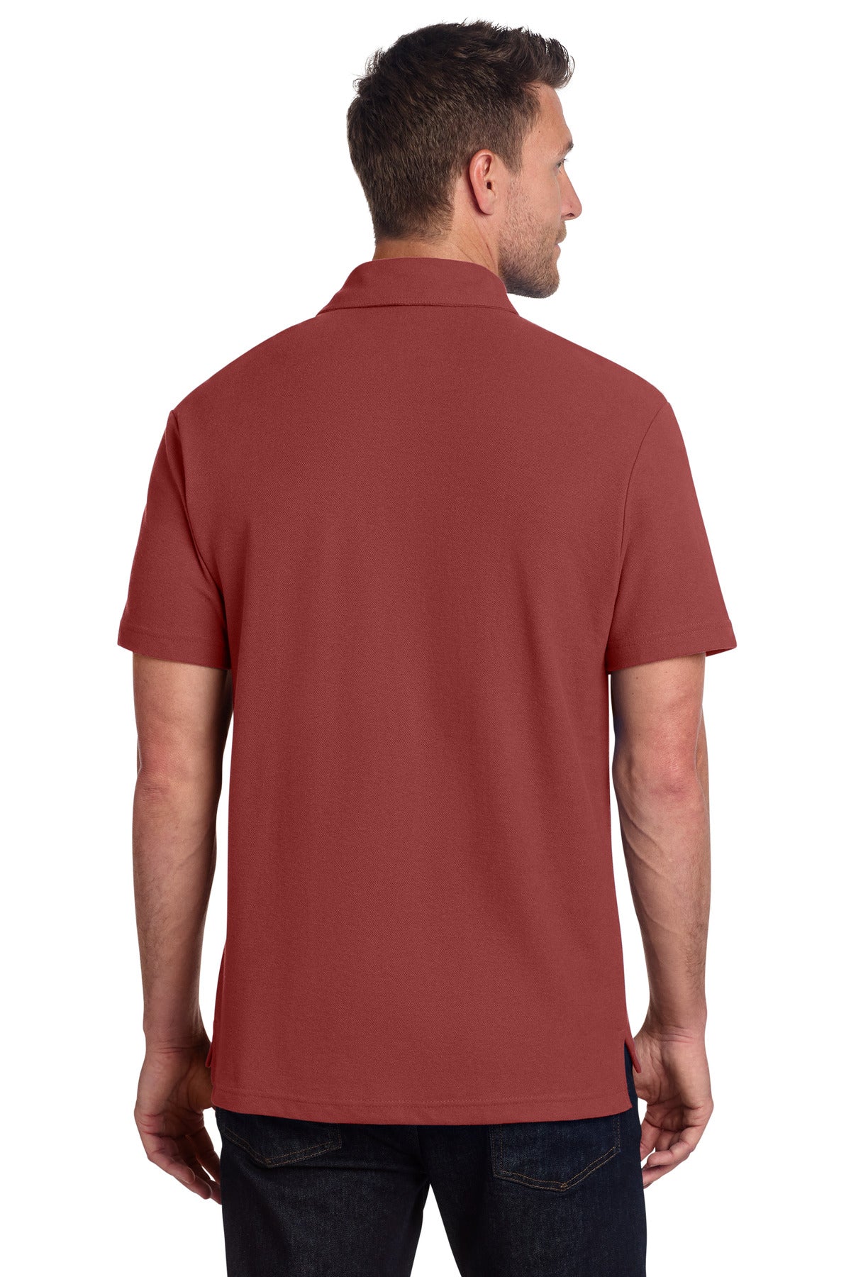 Port Authority C-FREE Cotton Blend Pique Pocket Polo K868 - Garnet - back