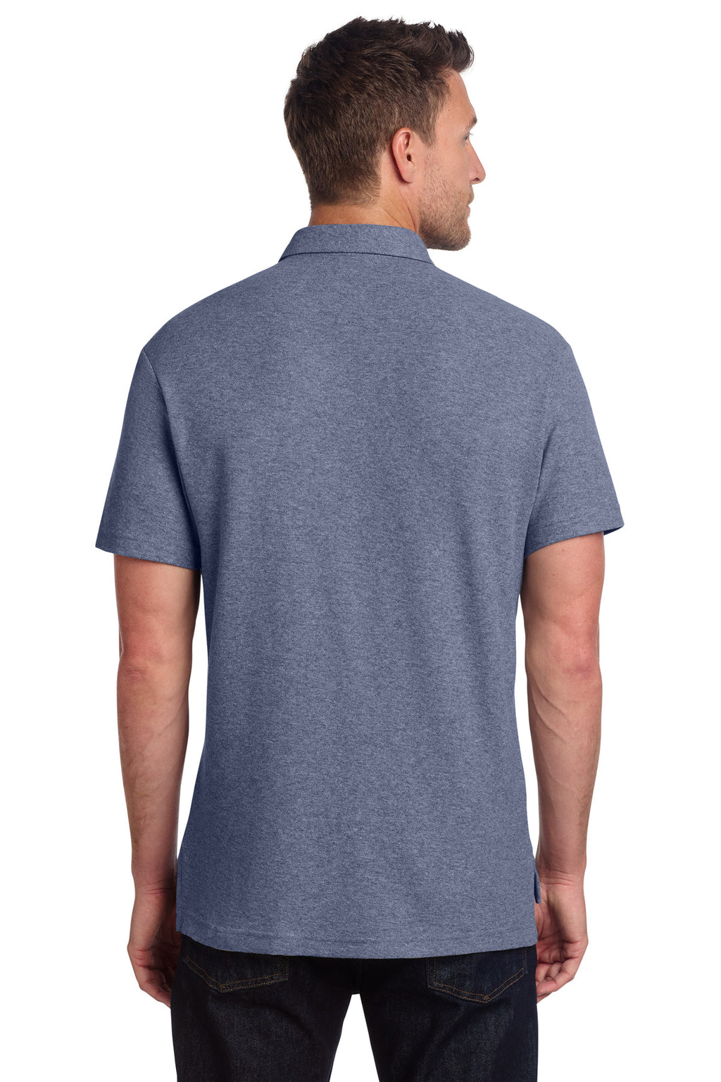 Port Authority C-FREE Cotton Blend Pique Pocket Polo K868 - Navy Heather - back