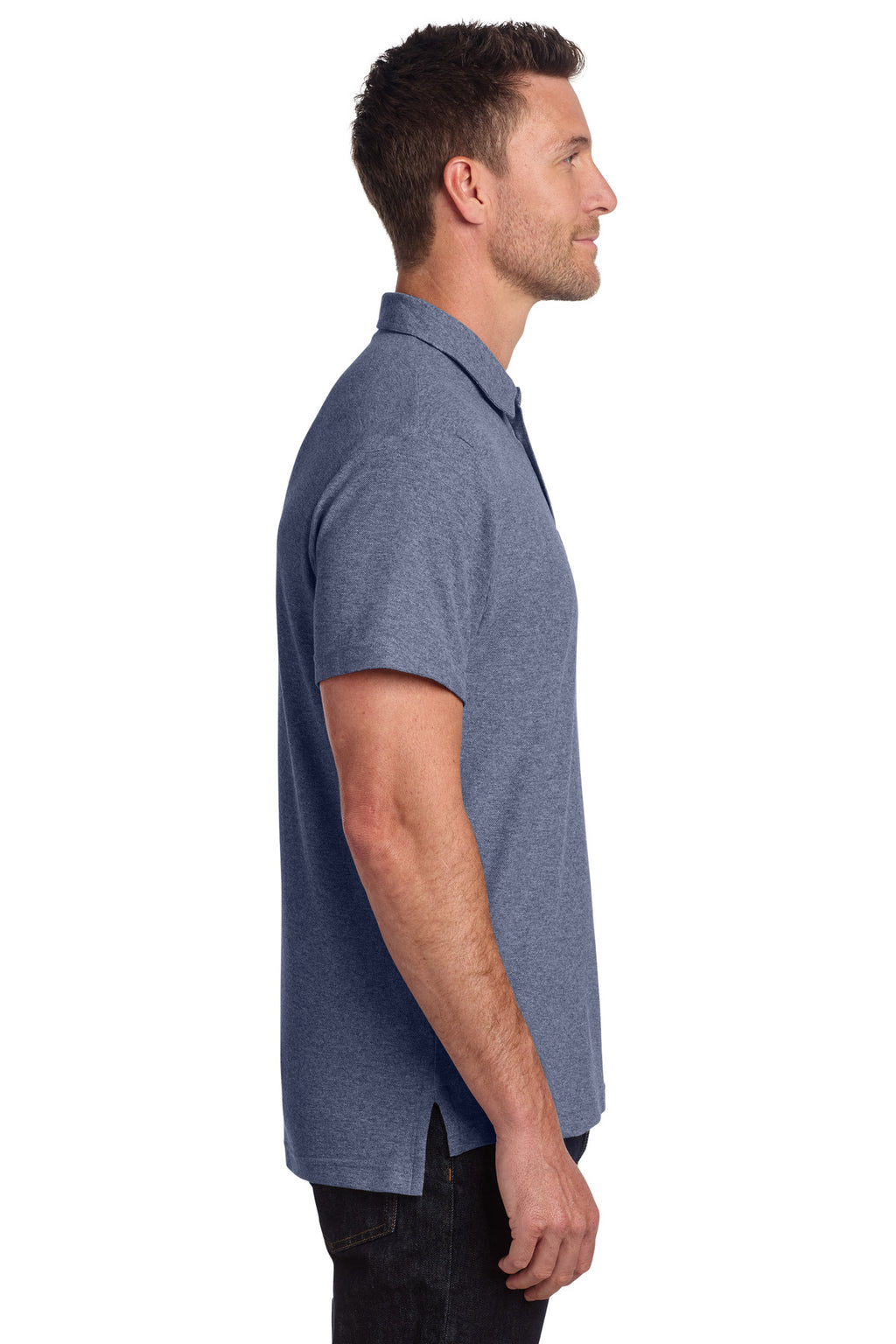 Port Authority C-FREE Cotton Blend Pique Pocket Polo K868 - Navy Heather - side