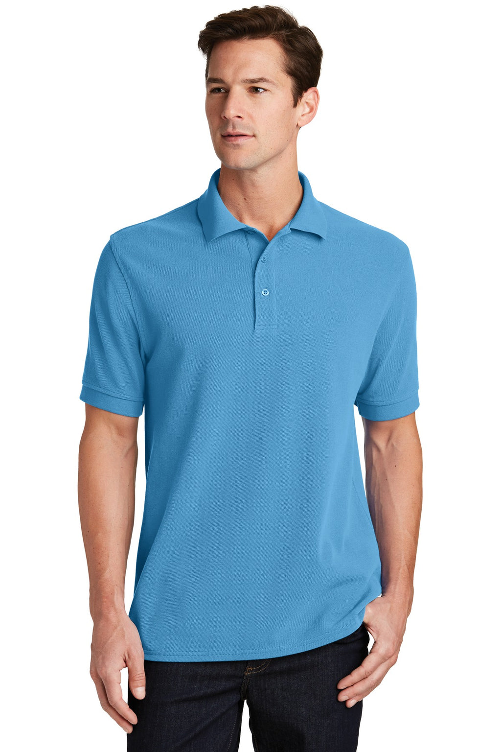 Port & Co Combed Ring Spun Pique Polo. KP1500 - Aquatic Blue - front