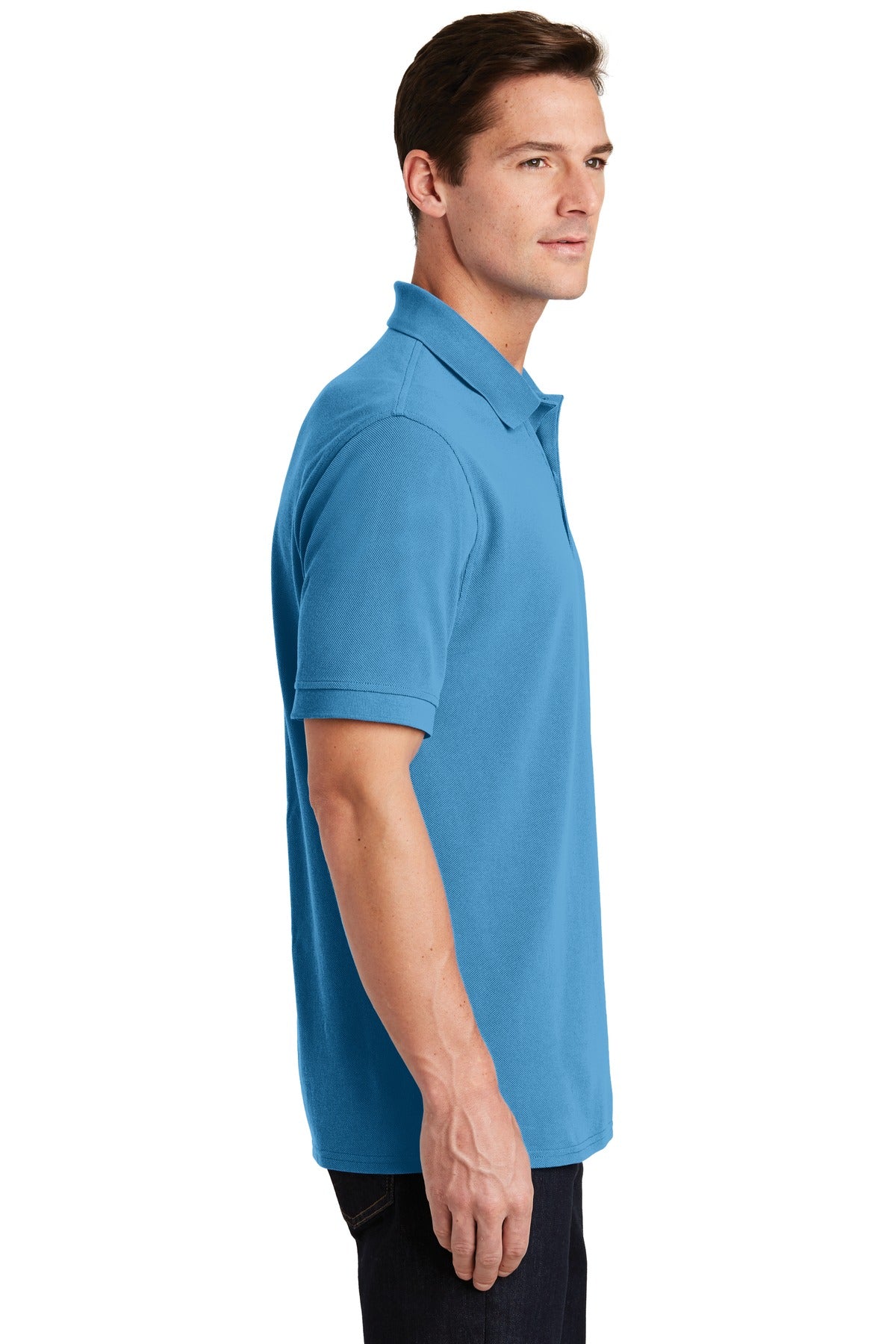 Port & Co Combed Ring Spun Pique Polo. KP1500 - Aquatic Blue - side