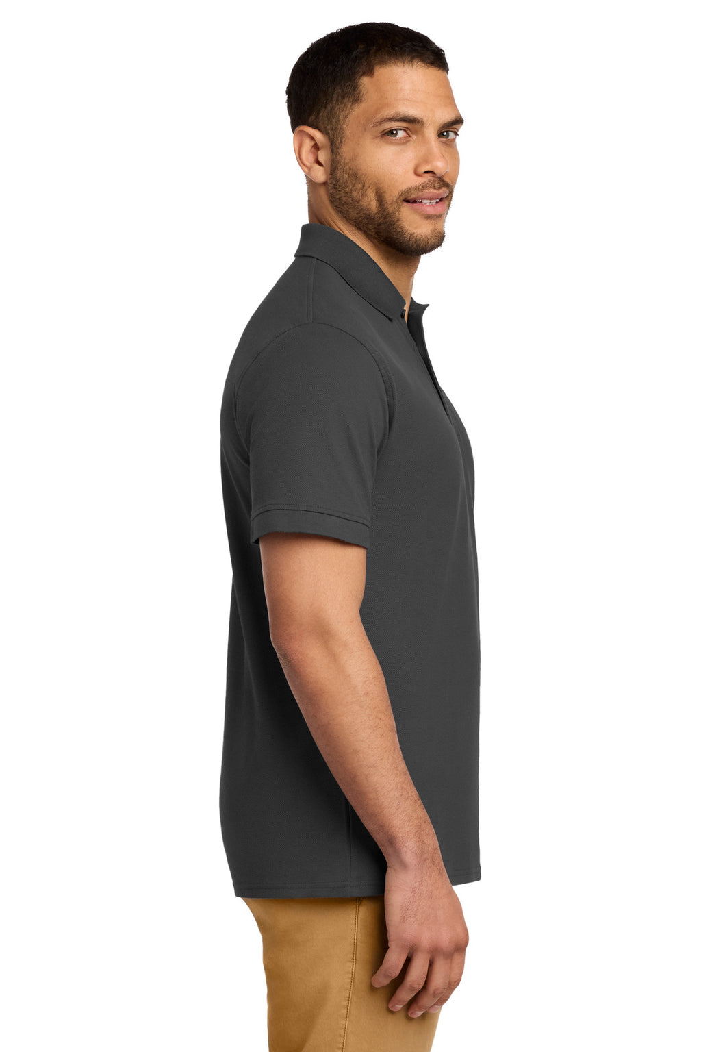 Port & Co Combed Ring Spun Pique Polo. KP1500 - Charcoal - side