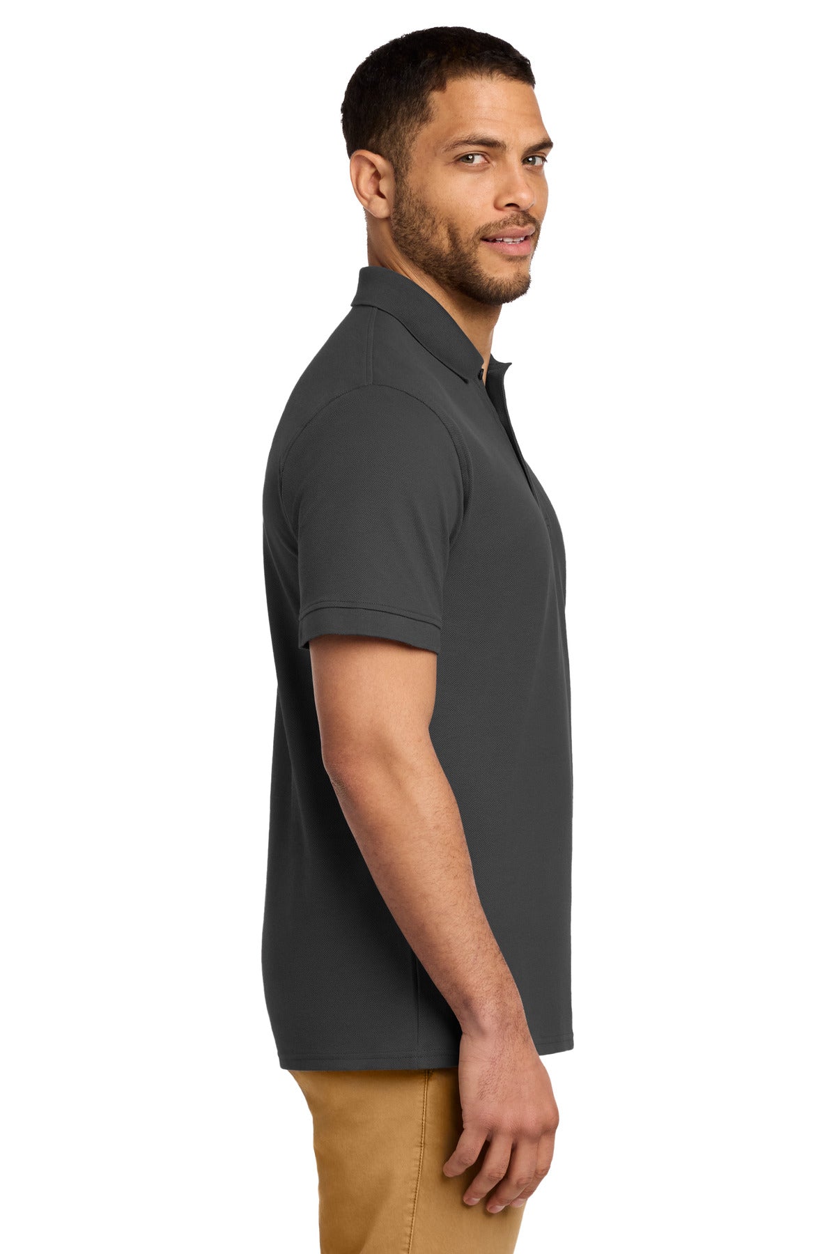 Port & Co Combed Ring Spun Pique Polo. KP1500 - Charcoal - side