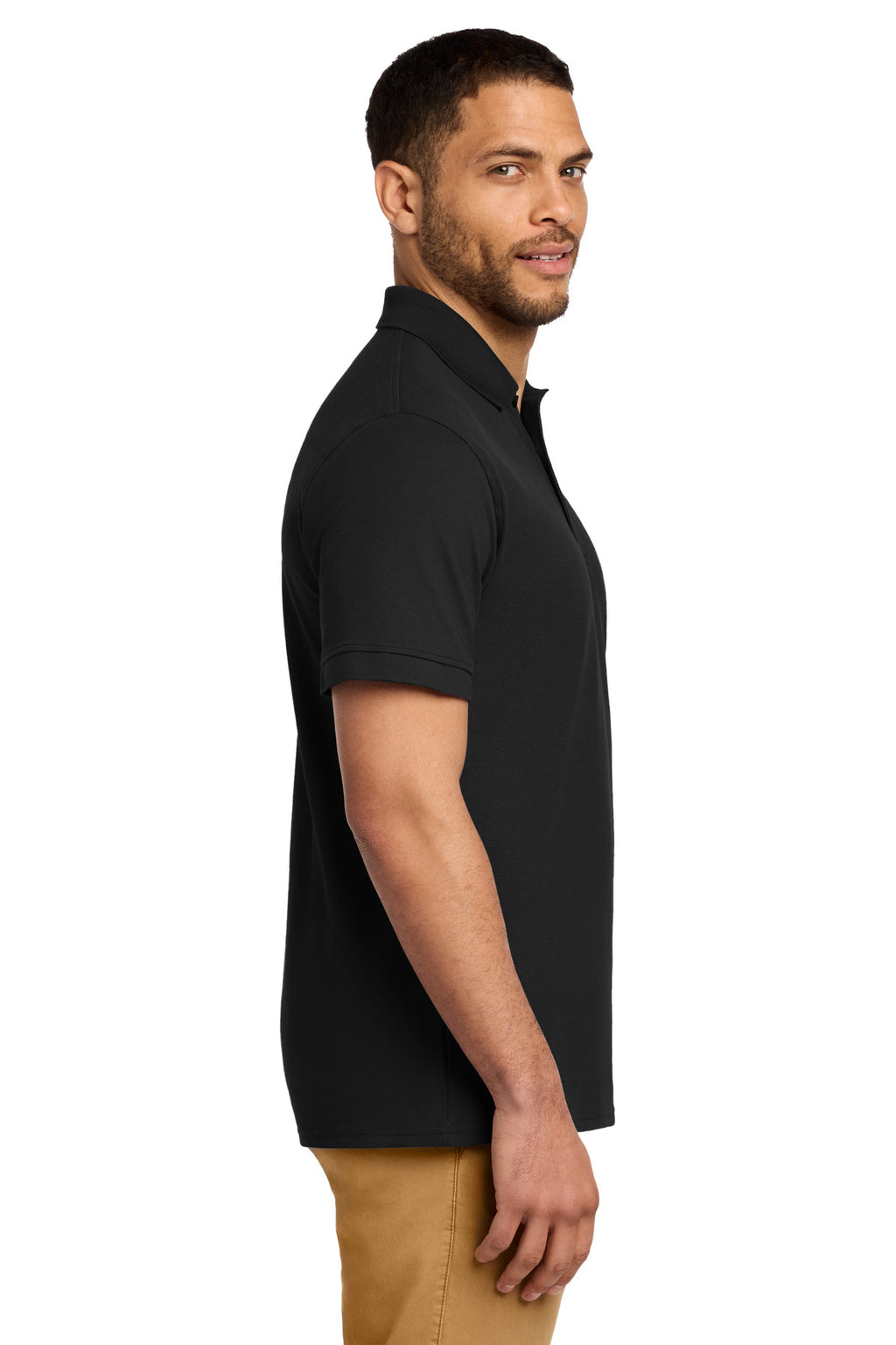 Port & Co Combed Ring Spun Pique Polo. KP1500 - Jet Black - side