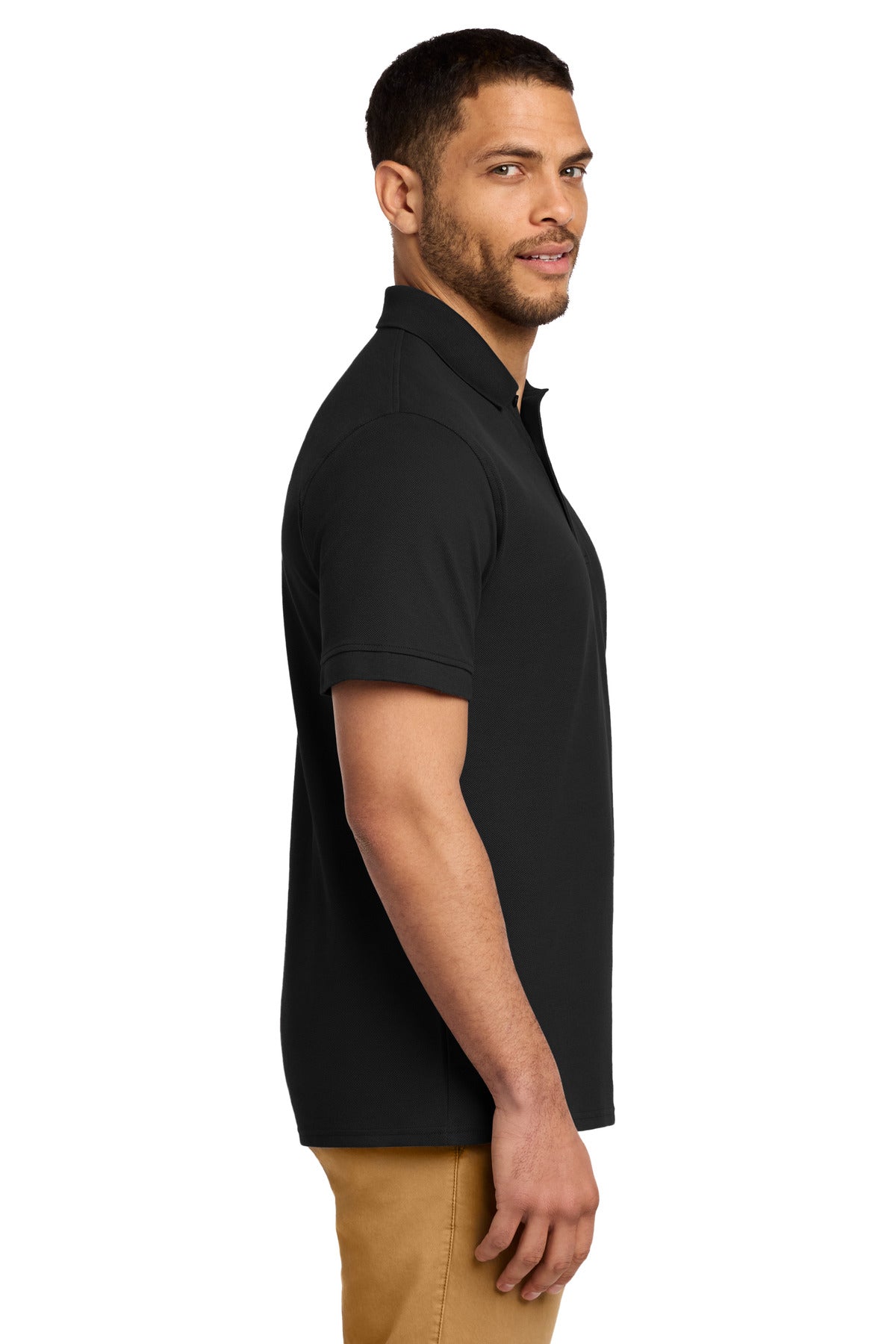 Port & Co Combed Ring Spun Pique Polo. KP1500 - Jet Black - side