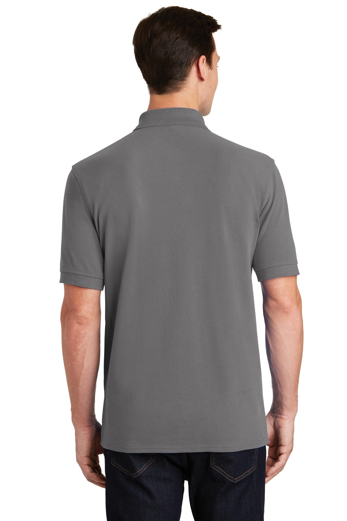 Port & Co Combed Ring Spun Pique Polo. KP1500 - Medium Grey - back