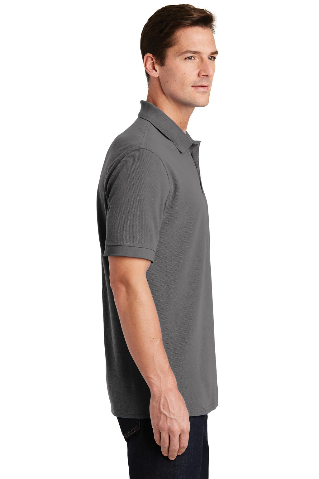 Port & Co Combed Ring Spun Pique Polo. KP1500 - Medium Grey - side