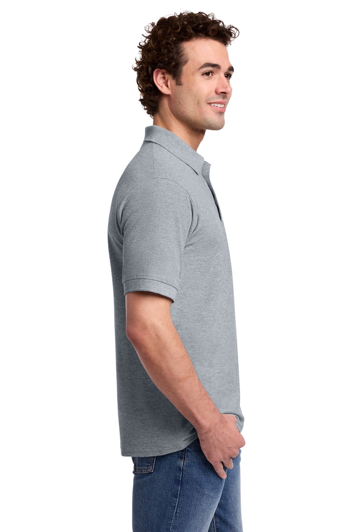 Port & Co Core Blend Pique Polo. KP155 - Athletic Heather - side