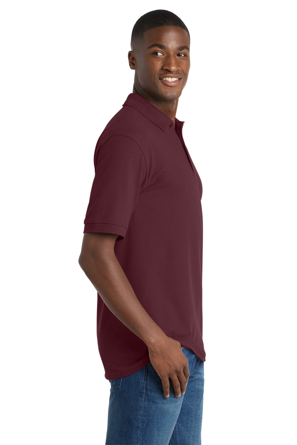 Port & Co Core Blend Pique Polo. KP155 - Athletic Maroon - side
