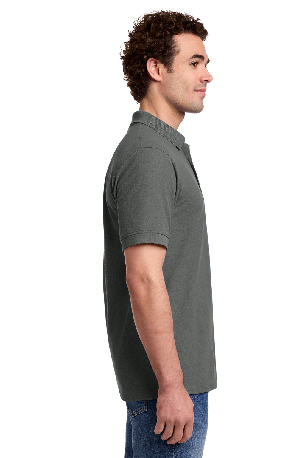 Port & Co Core Blend Pique Polo. KP155 - Charcoal - side