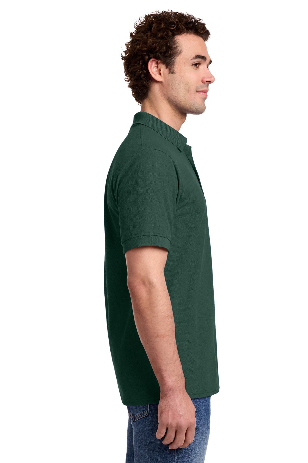 Port & Co Core Blend Pique Polo. KP155 - Dark Green - side