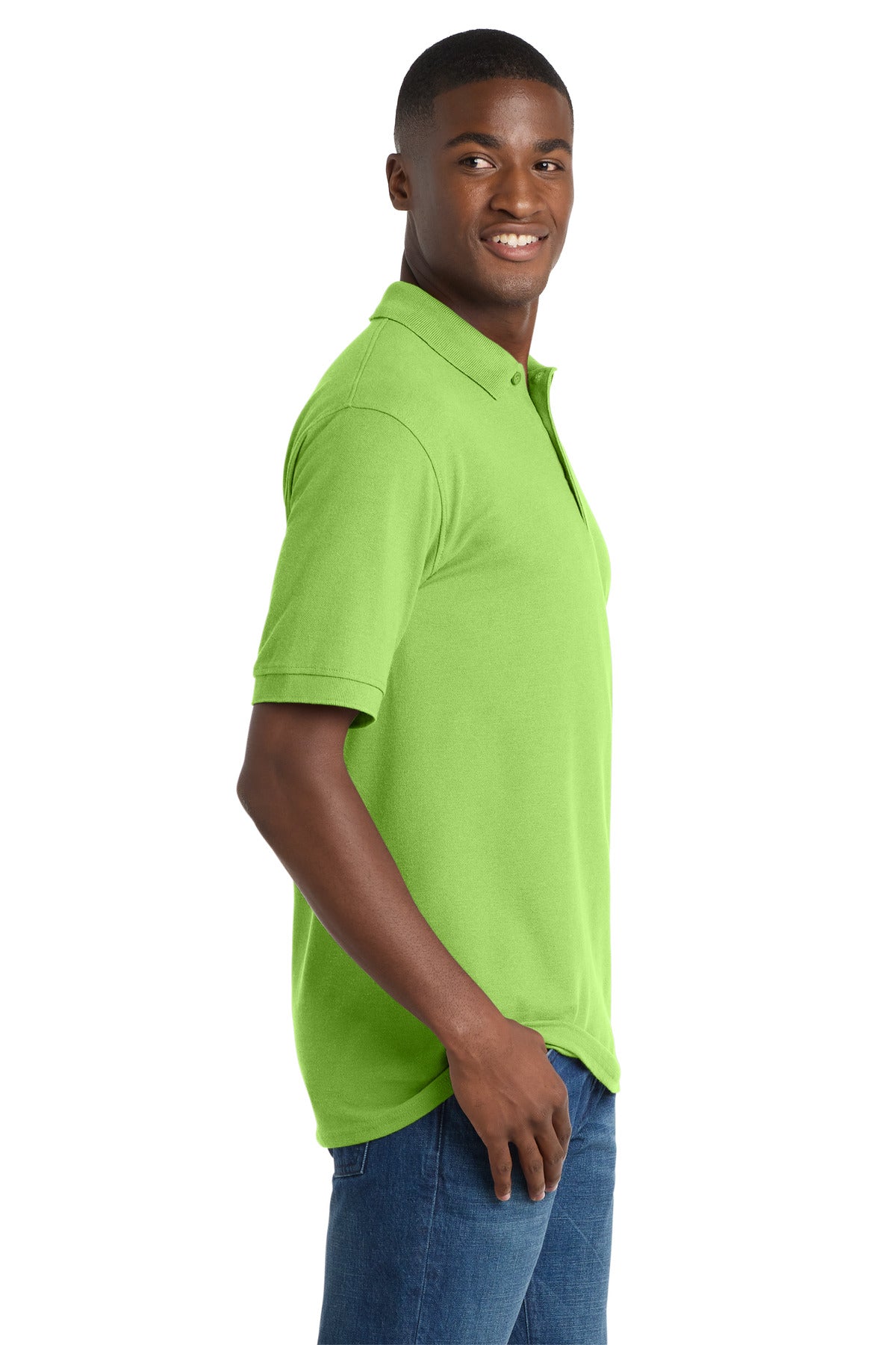 Port & Co Core Blend Pique Polo. KP155 - Lime - side